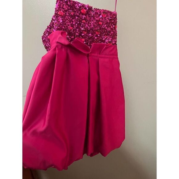 Badgley Mischka Mark + James Pink Beaded-Bust Bubble Dress Sz. 6 - Picture 6 of 8